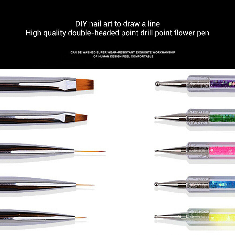 5Pcs DIY Nail Art Brush Liner Brushes Pens Double Head Dotting Nail Art Tools