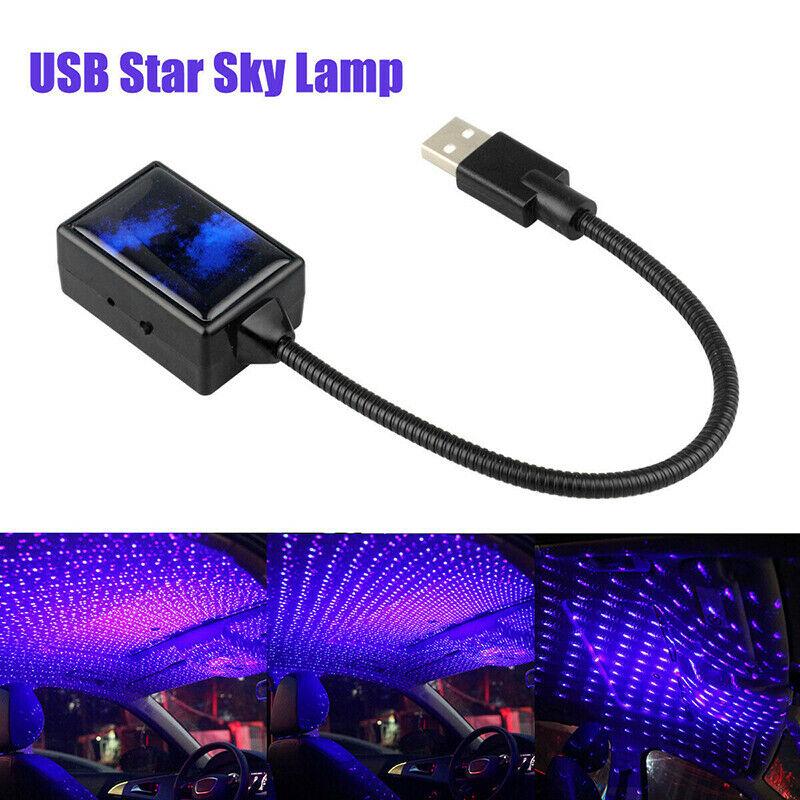 USB CAR Interior Atmosphere Starry Sky Lamp Ambient Star Light LED Projector