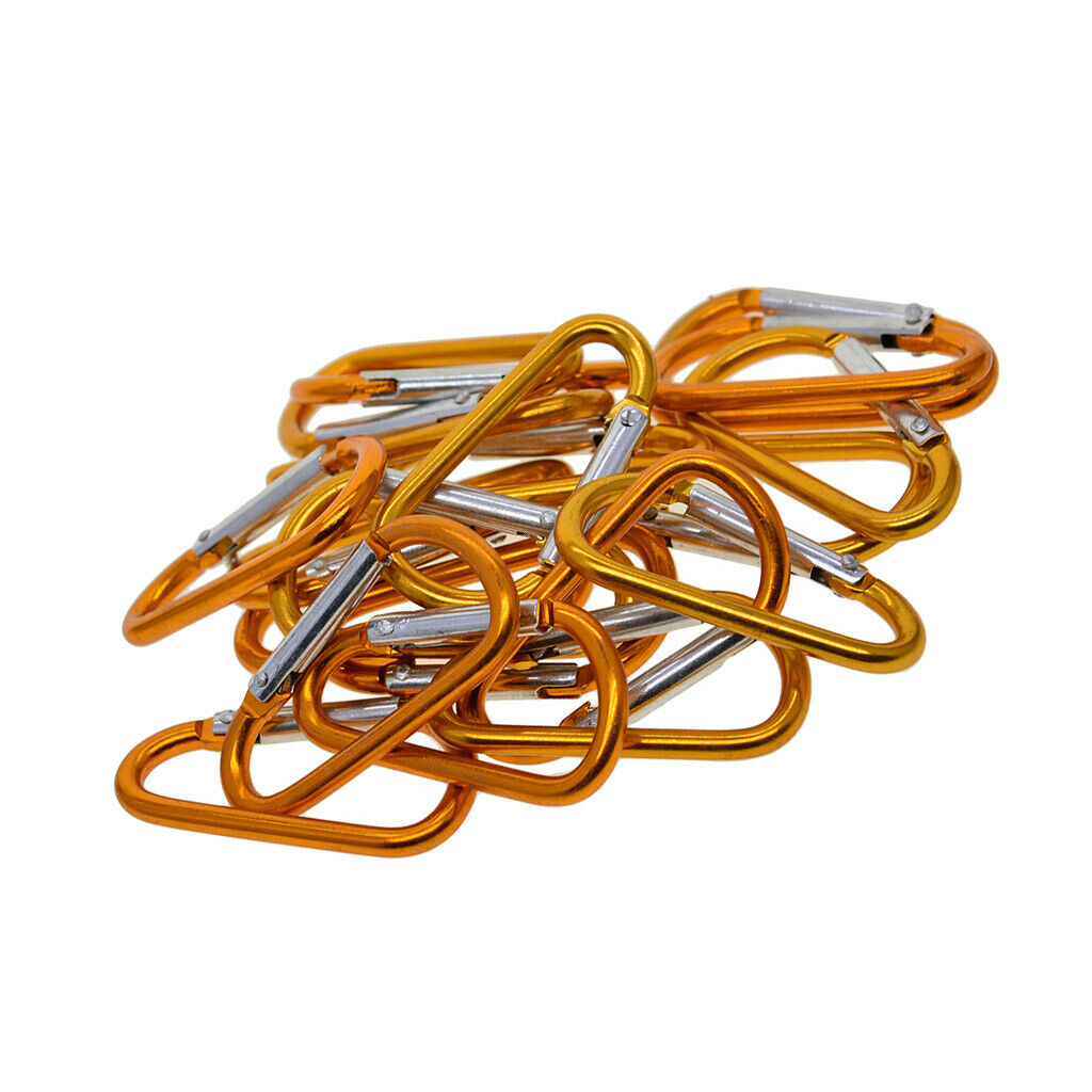 20 Pieces Wholesale Golden Tone Aluminum Carabiner D-Ring Key Chain Clip Hook