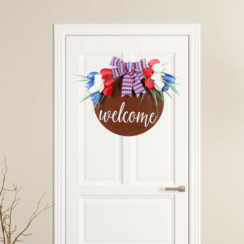 Welcome Sign Front Door Round Wood Hanging Door Sign Home Farmhouse Ornament