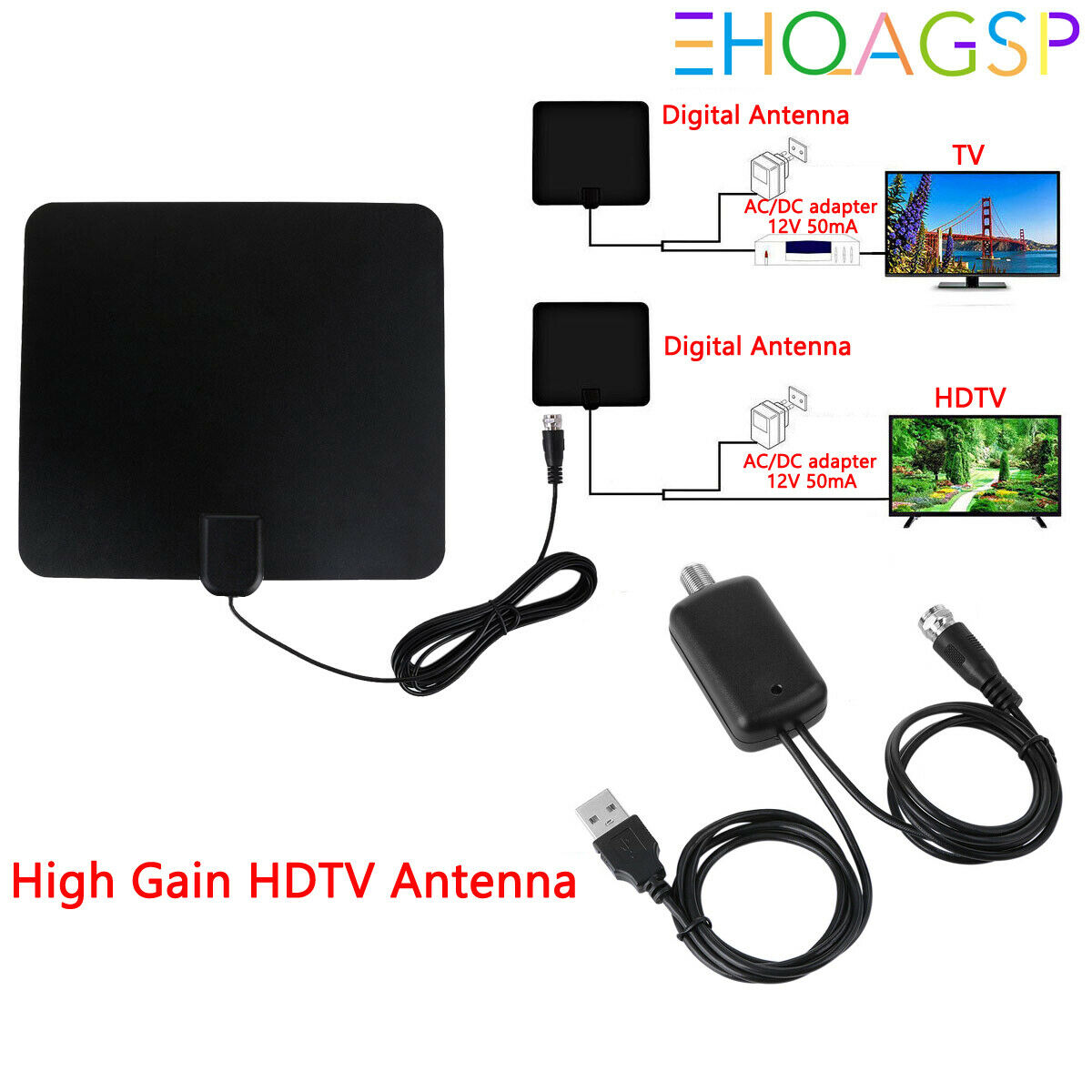 High Gain Freeview Indoor HDTV Antenna 1080P ATSC Digital TV Amplified Aerial CA