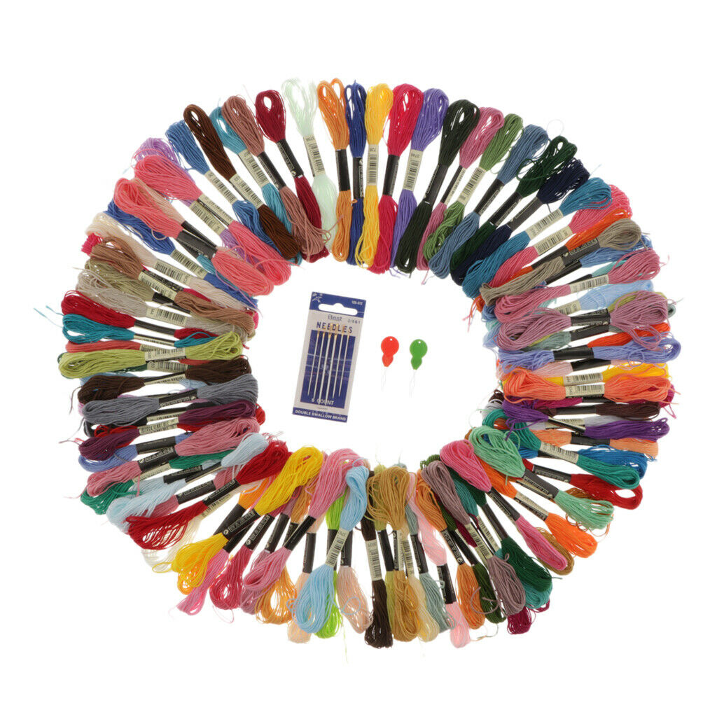 100pcs Multicolors Cross Stitch Thread & Tools for Cross-Stitch Sewing