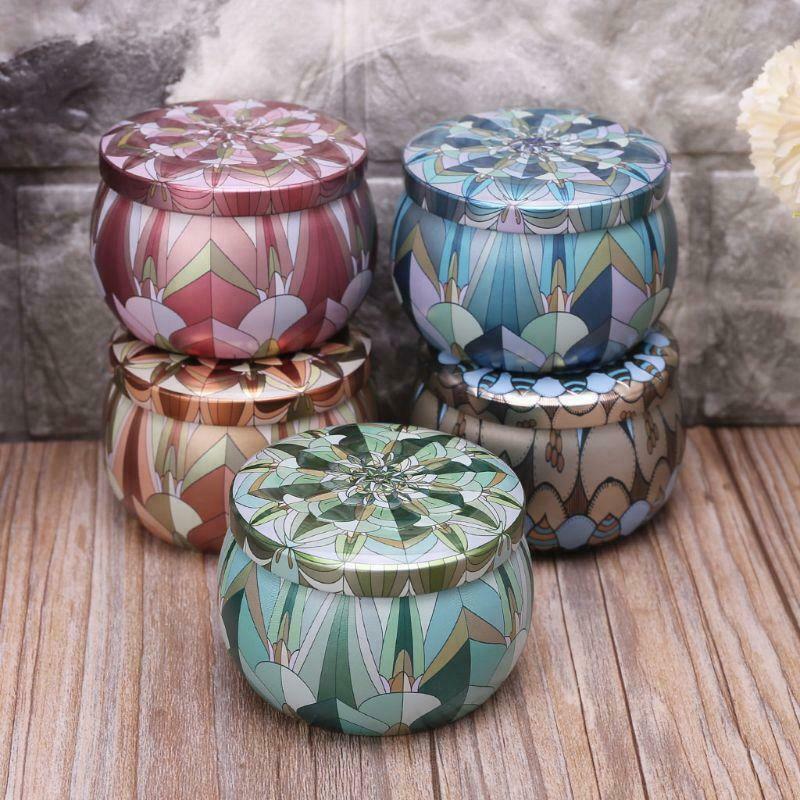 Retro Tin Box Jar Tea Candy Jewelry Coin Storage Case Candle Sealed Cans Holder