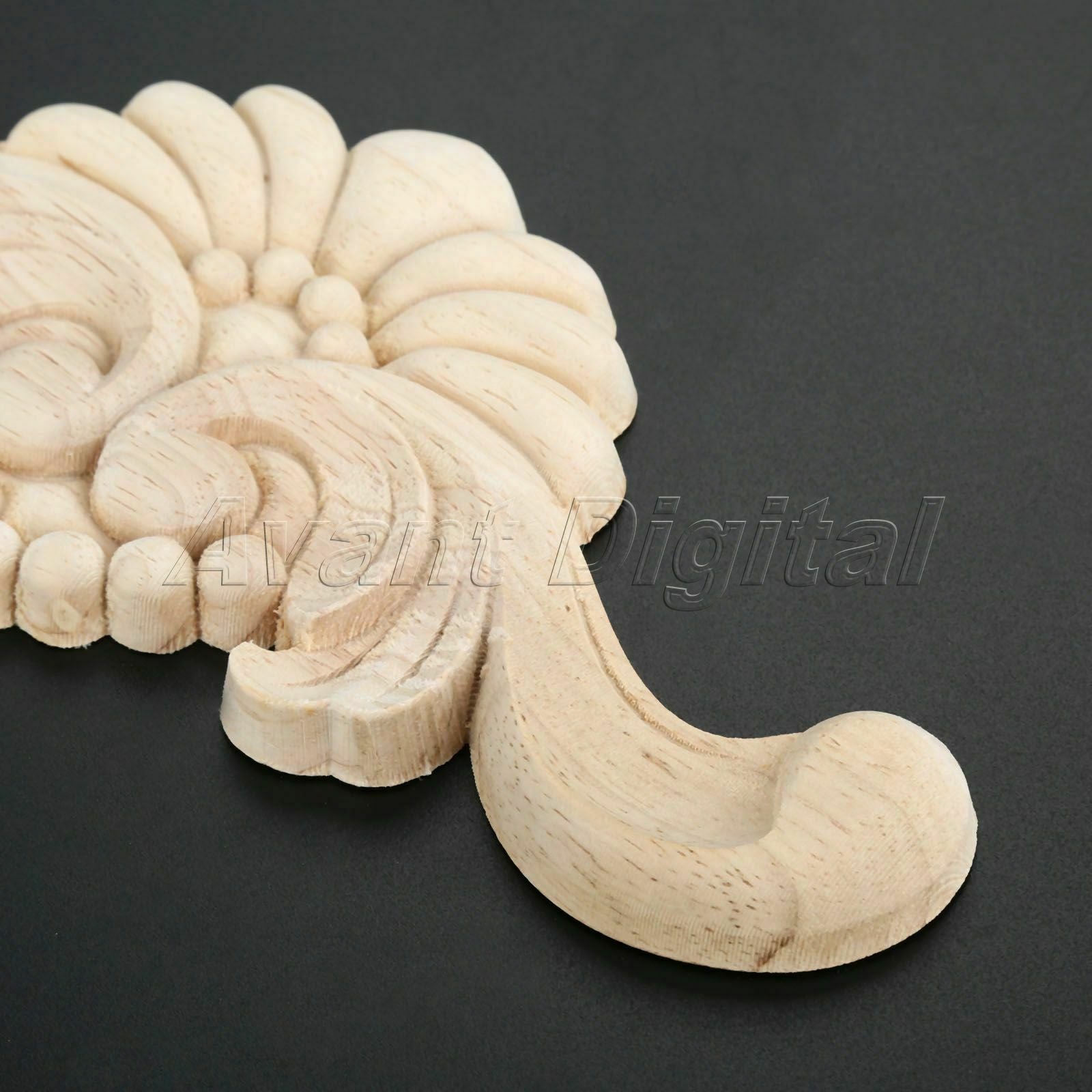 22*9cm Classic Horizontal Applique Unpainted Wooden Carved DIY European Style