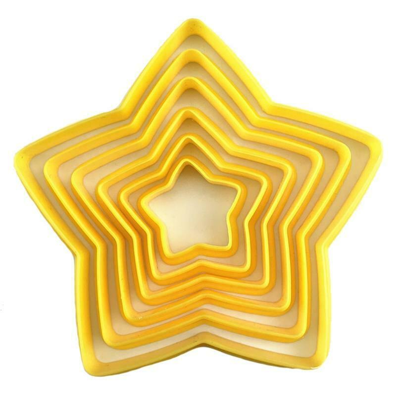 6 Pieces Plastic Material Baking Fondant Biscuit Cutter Five-pointed Star Shapes
