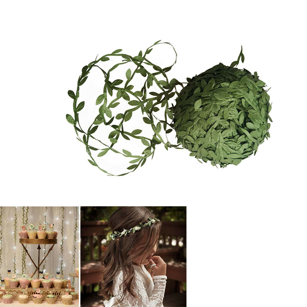 1Roll 80m Artificial Vines Rattan Foliage Decor Ivy Green Leaf Ribbon DIY