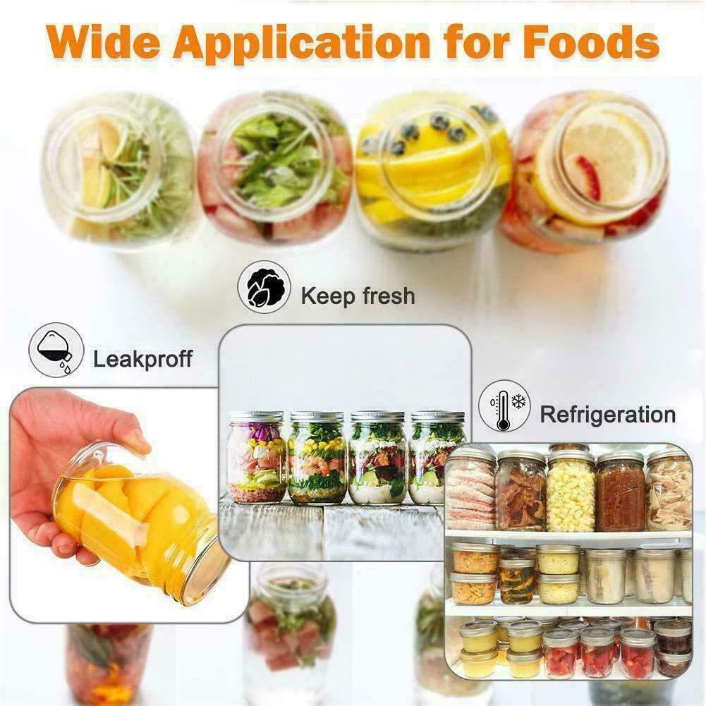24 PCS Regular Mouth Canning Mason Jar Lids And Rings Split-Type Leak S8W4