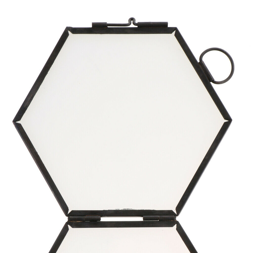 Pieces of 2 Modern Hanging Hexagon Glass Metal Photo Frame Home Decor