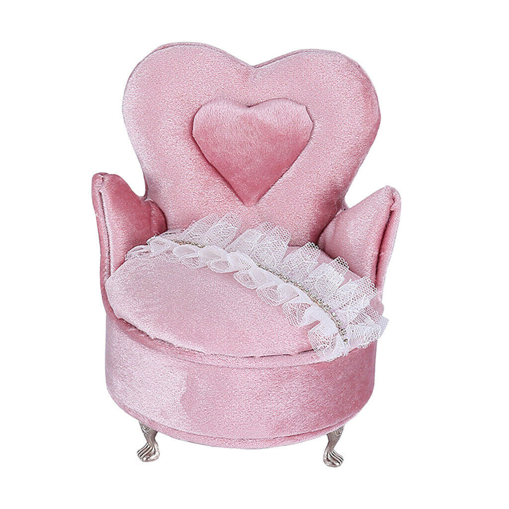 Pink Lace Single Chair Jewelry Box Organizer Travel Case Jewellery Display