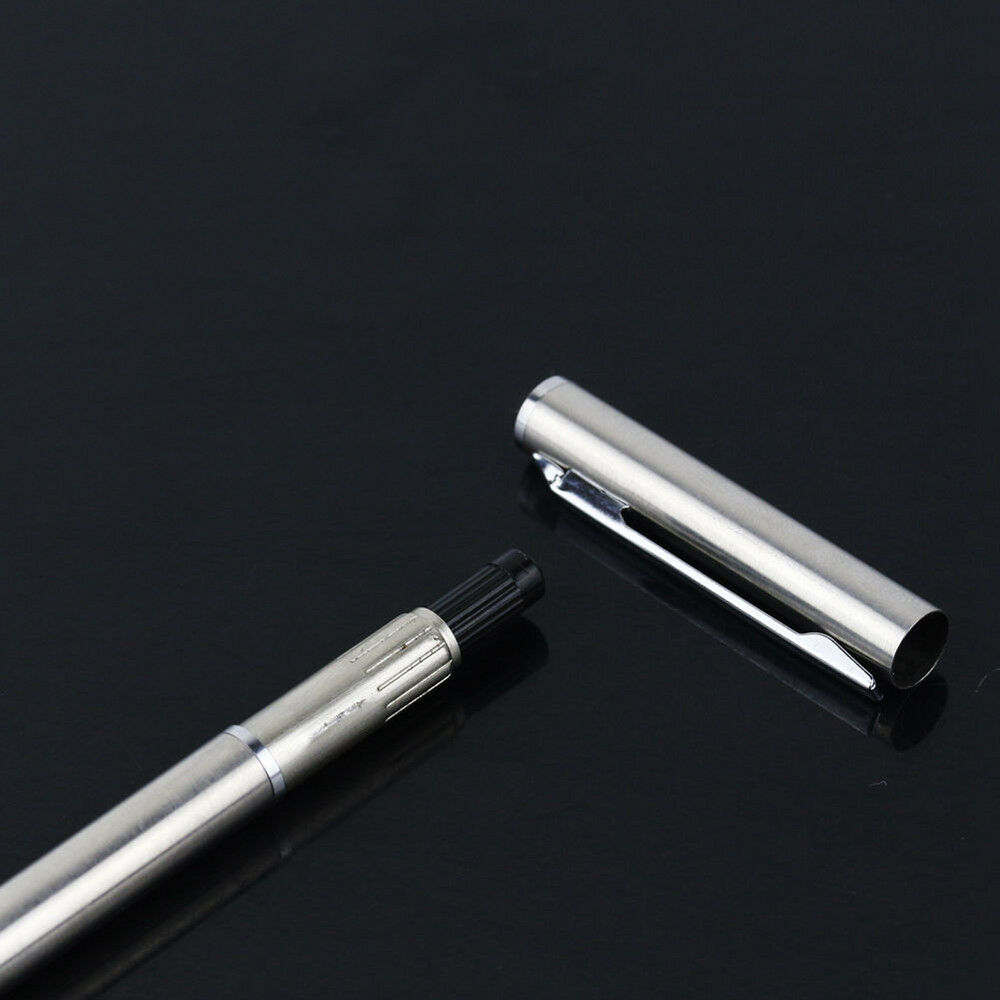 Classic Mini Stainless Steel Rotating Ballpoint Pen Office Stationery Black Ink