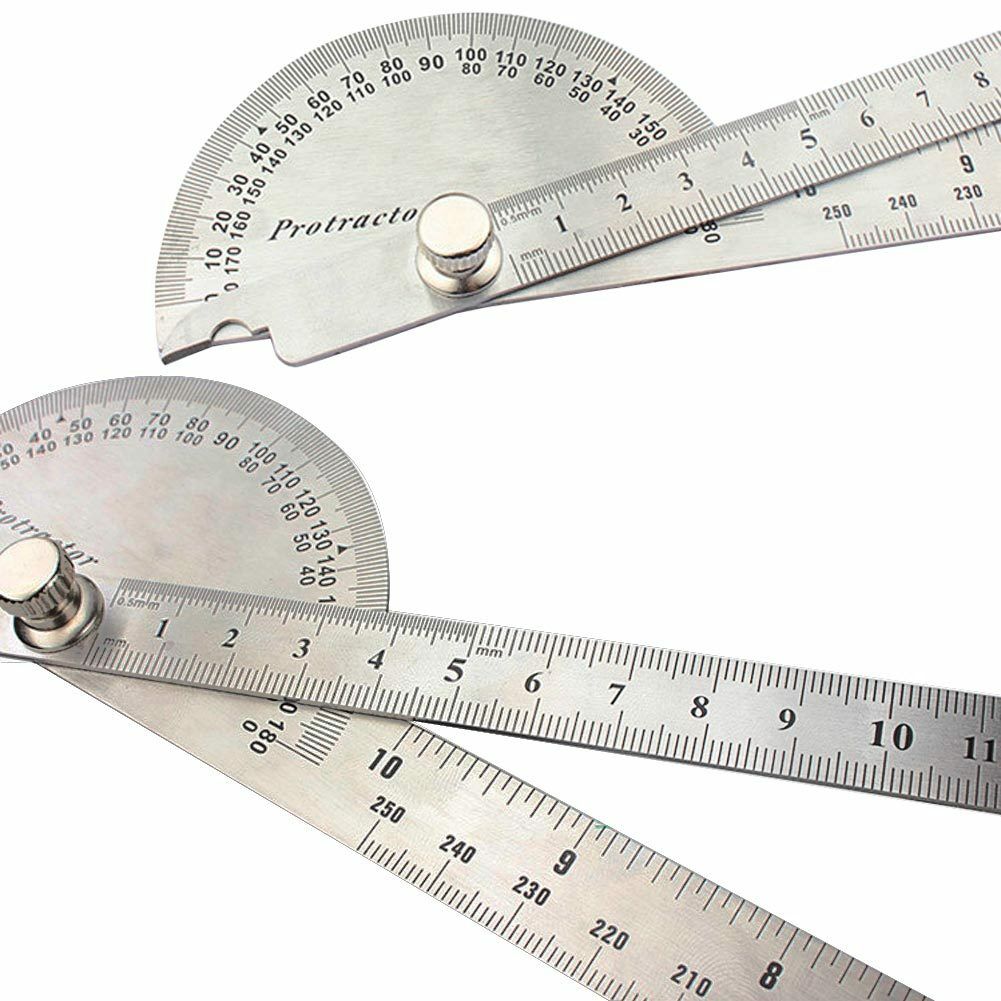 0-180 Â°Stainless Steel Round Head Dual Arm Protractor Angle Finder Rotary Ruler