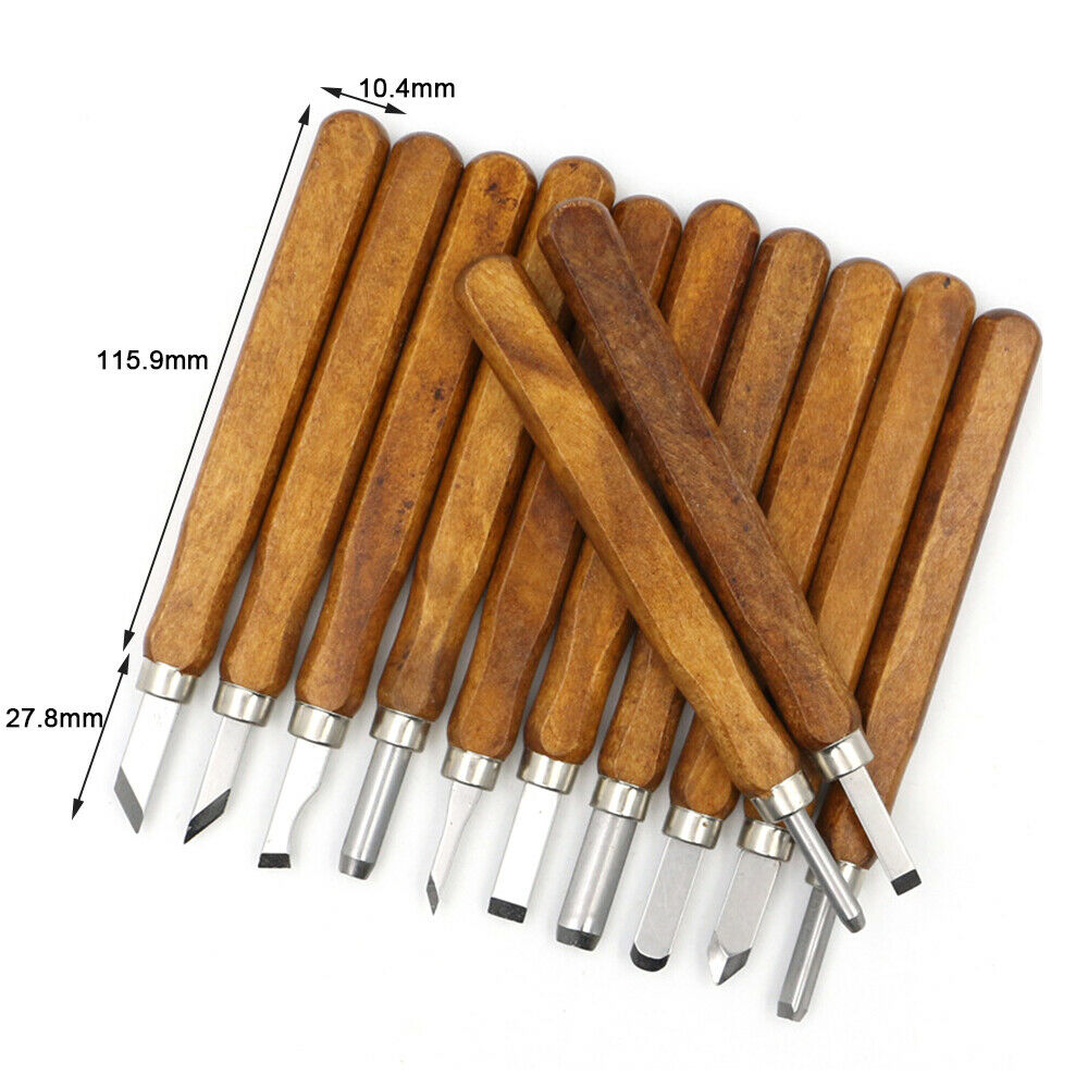 12pcs Wood Carving Chisels Tools for Wood Carving Woodworking Engraving Olive LI
