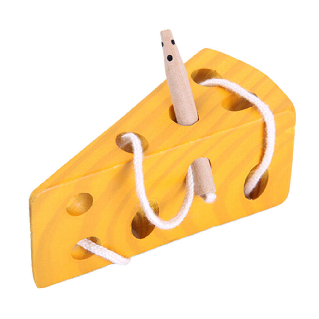 Wooden Montessori Educational Toys Cheese Lacing Game Baby Toddlers Learning