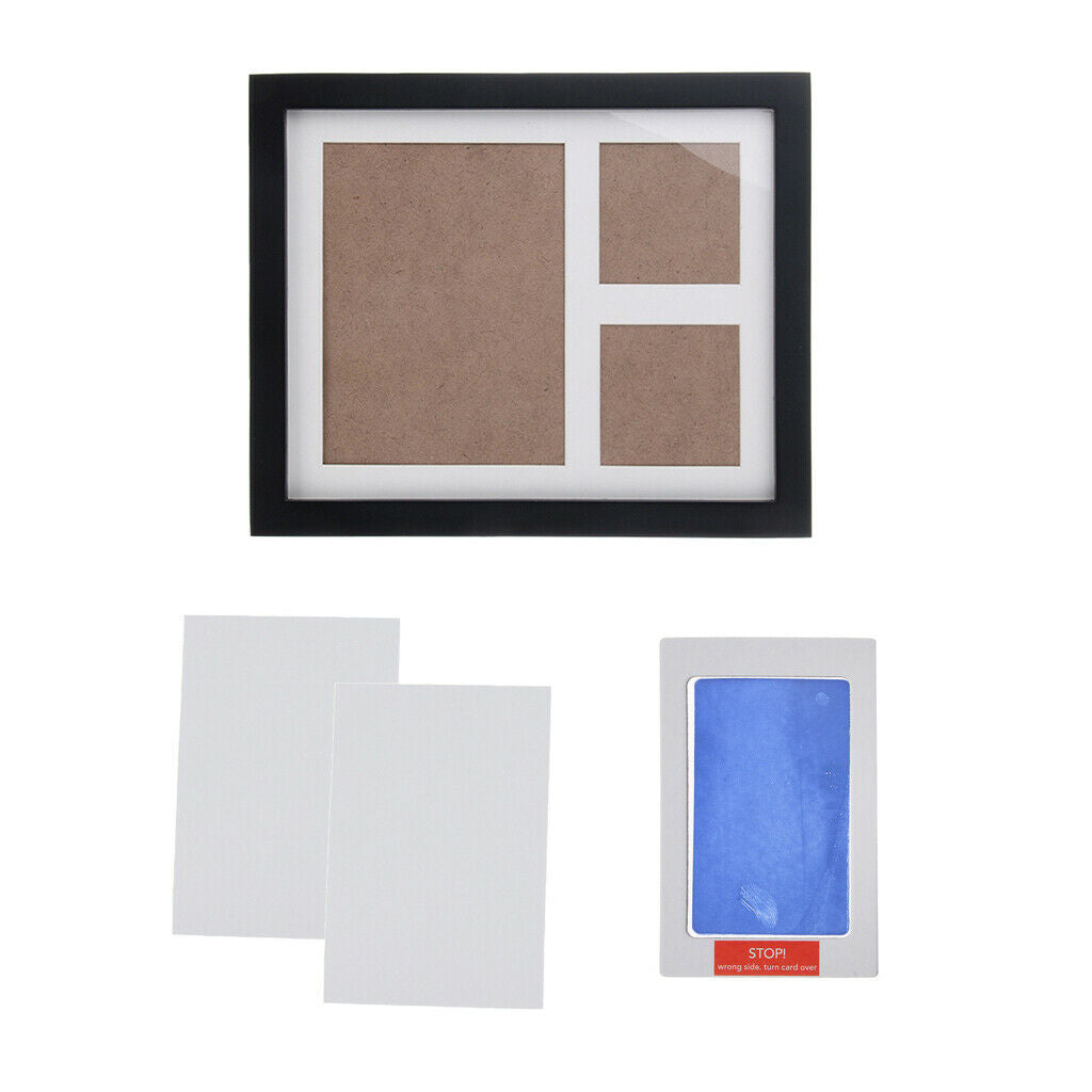 Baby Handprint Footprint Frame Set Kit with Ink Pad for Boy Girl Light Blue