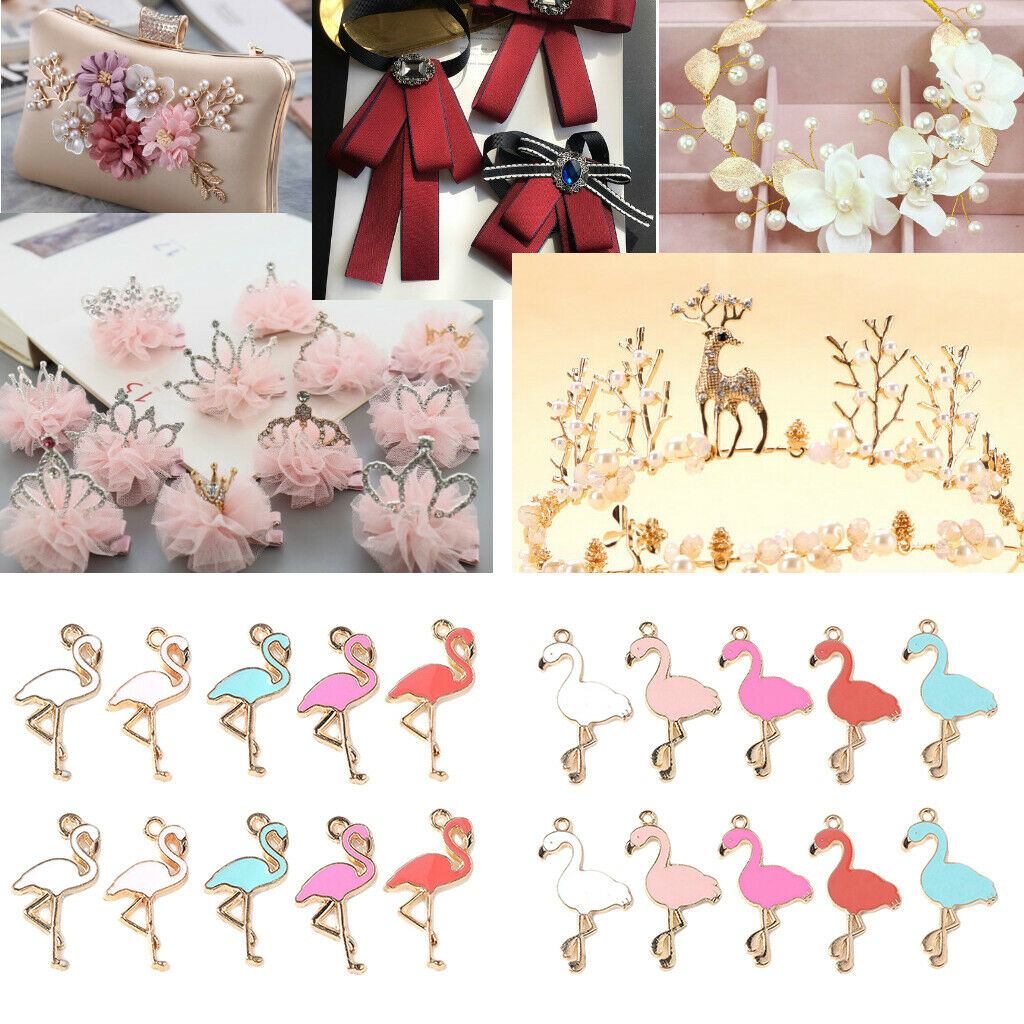 10pcs DIY Earring Making Charms Flamingo Pendants Jewellery Making Finding