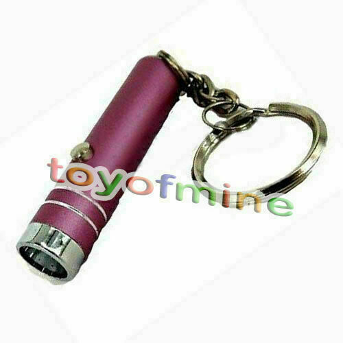 Pink Mini 1 LED Handheld Bright Flashlight Lamp Torch with Keychain +Batteries