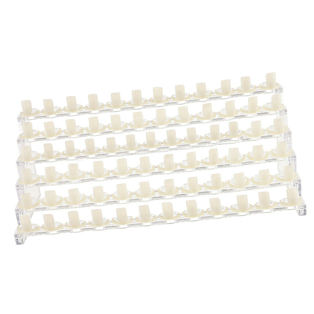 72 SLOTS / 6 TIERS Professional Clear Manicure Nail Art Display Stand Plastic