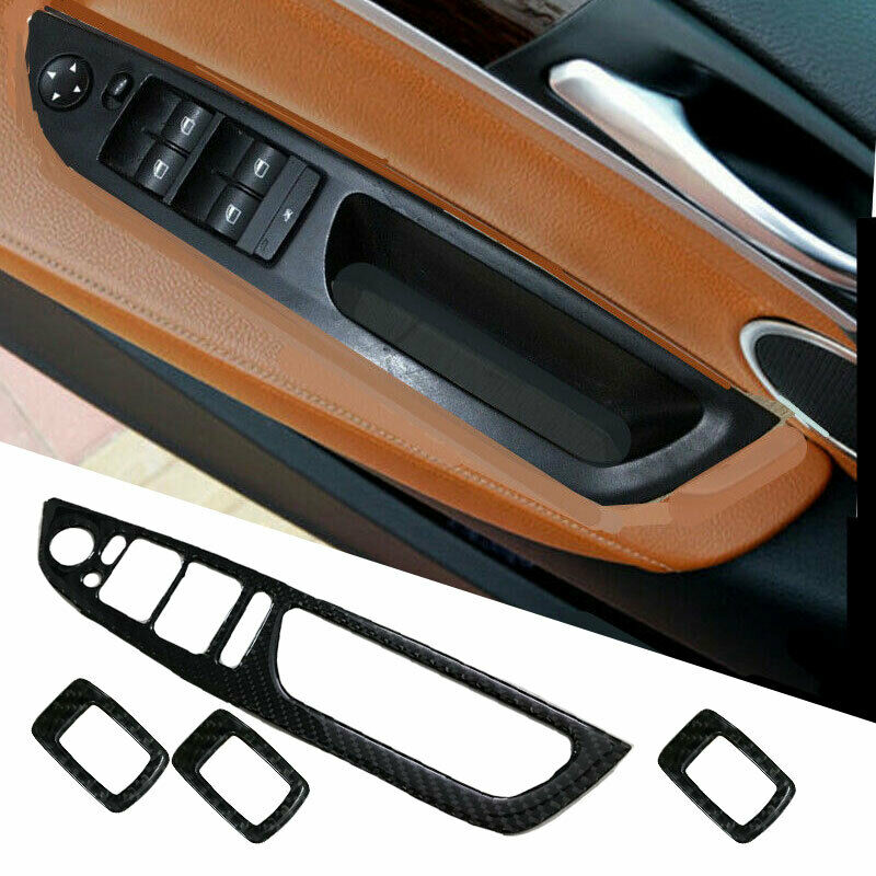 Carbon Fiber Window Switch Panel Cover Tirm Fit For BMW X5 X6 E70 E71 2007-13
