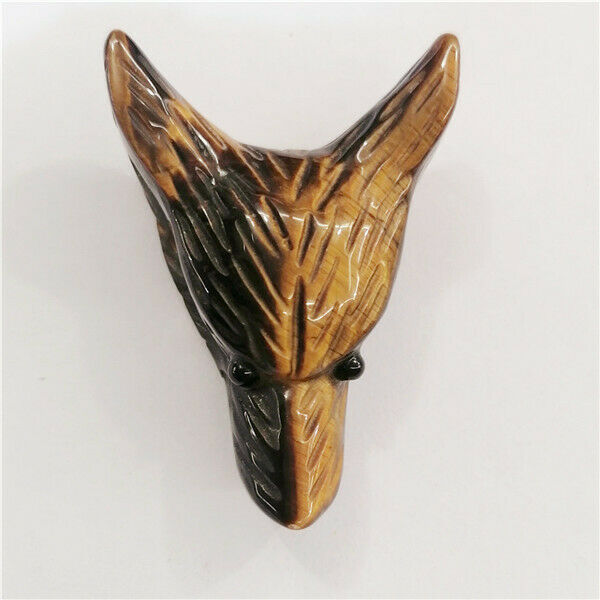 48x34x17mm Natural Tiger Eye Gem Carved Wolf Head Healing Crystal Pendant HH9470
