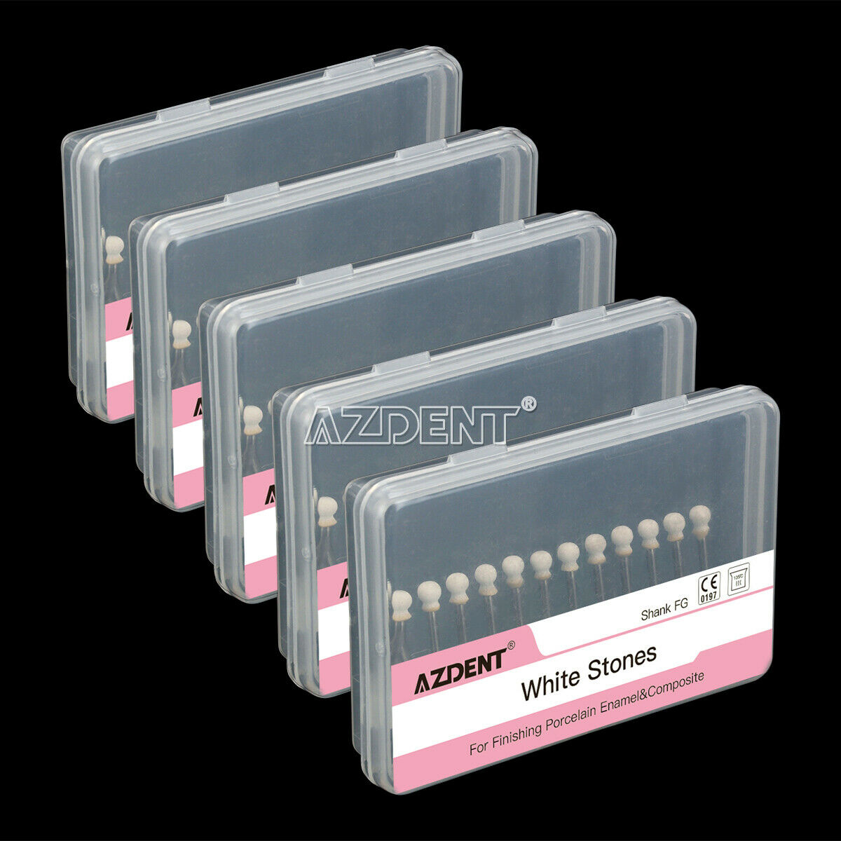 10X Dental Polishing FG Burs Abrasion Round Aluminum Oxide White Stone 12pcs/box