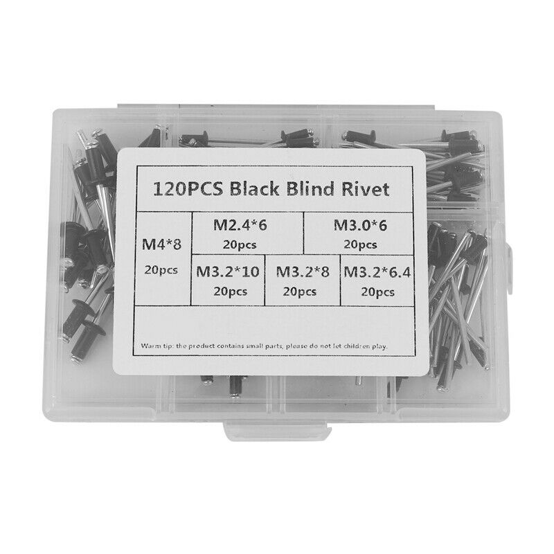 120Pcs/Set M2.4 M3.0 M3.2 M4 Black Aluminium Blind Rivets Nail Decoration RiveG4