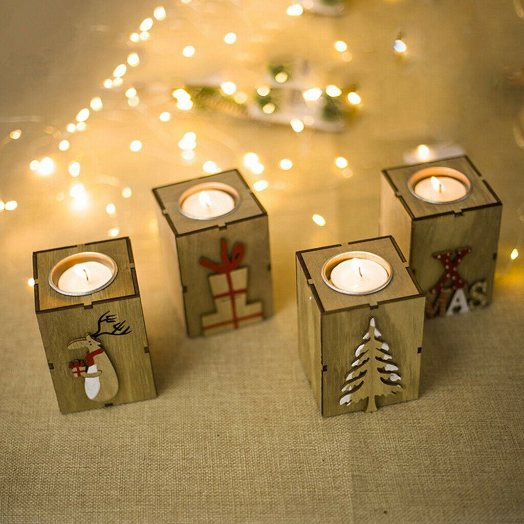 Wooden Candle Holder Tea Light Holder for Christmas Decoration Tree