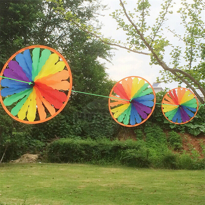 Rainbow Wheel Windmill Wind Spinner Whirligig Garden Funny Children ToysBDAU