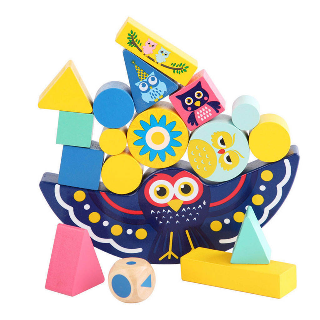 Wooden Owl Balance Building Block Game Matching Game Sensory Learning Toys
