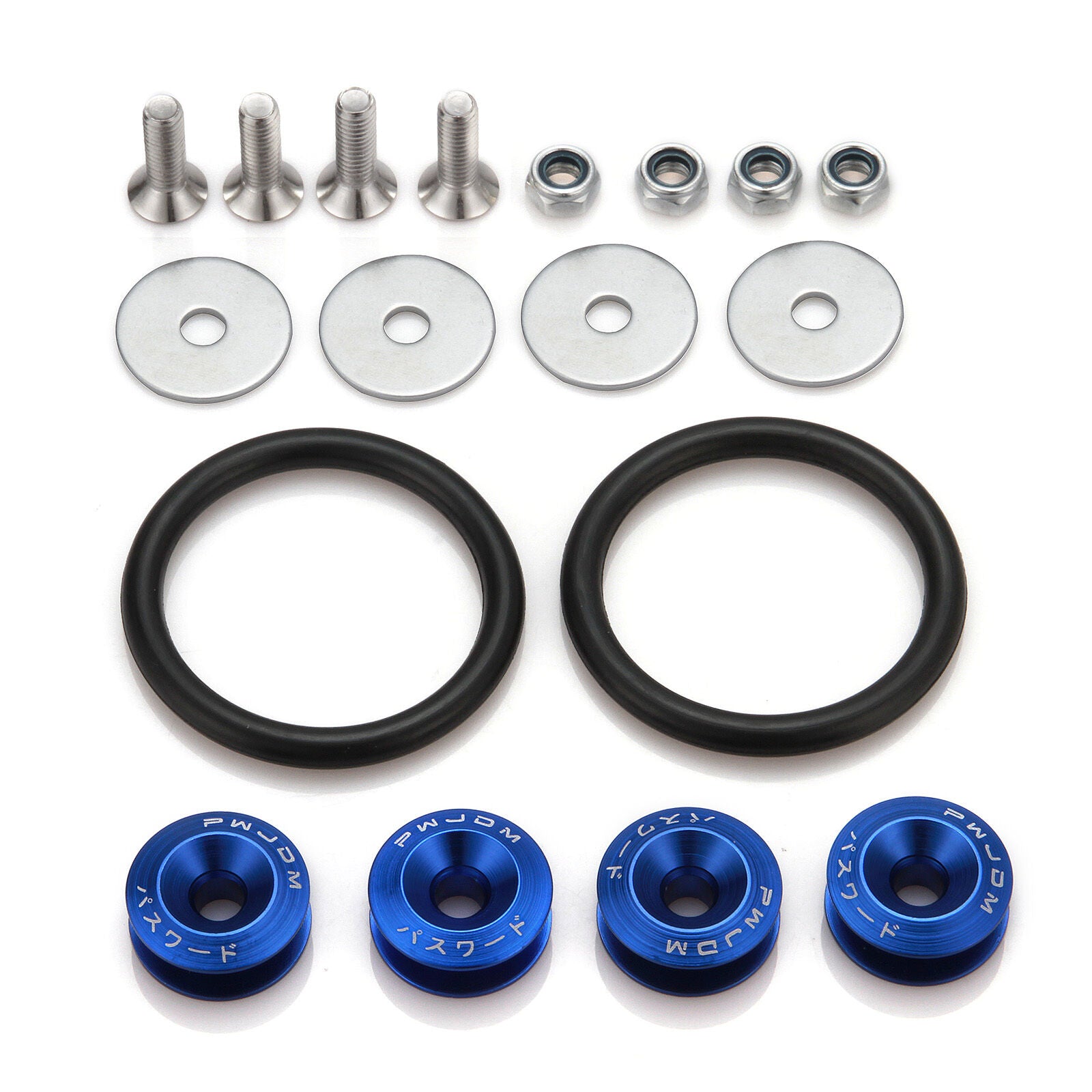 New JDM Blue Quick Release Fasteners For Car Bumpers Trunk Fender Hatch Lids Set