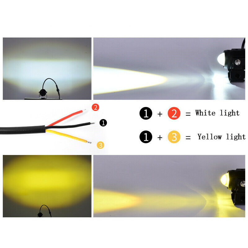 2PCS 3000K Amber White Dual Colors Driving Spotlight Fog Lamp for Off-road ATV