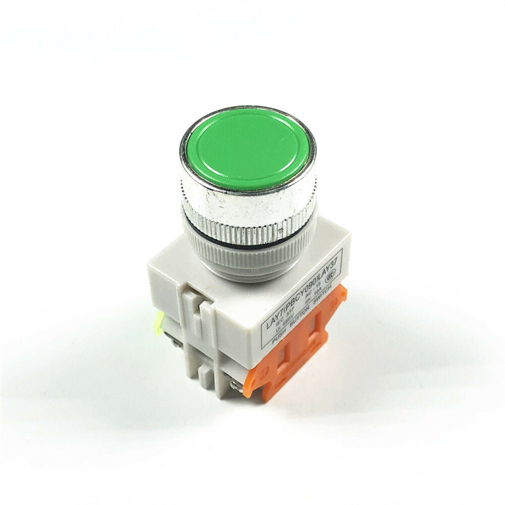 5 x  Green Round Cap  Momentary Push Button Switch LAY37-11BN  22mm