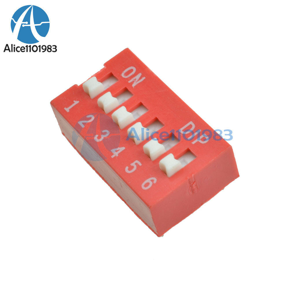 10PCS Slide Type Switch Module 2.54mm 6-Bit 6 Position Way DIP Red Pitch