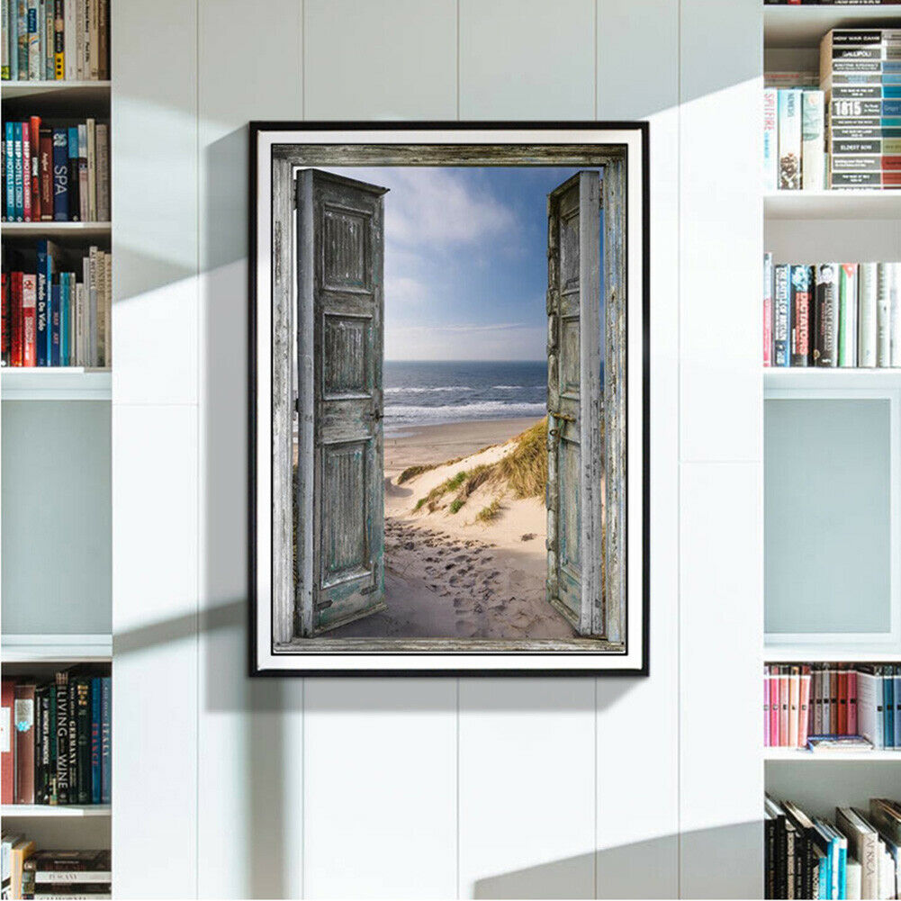 Seaside Doors 5D DIY Round Diamond Painting Embroidery Cross Stitch Mosaic Decor