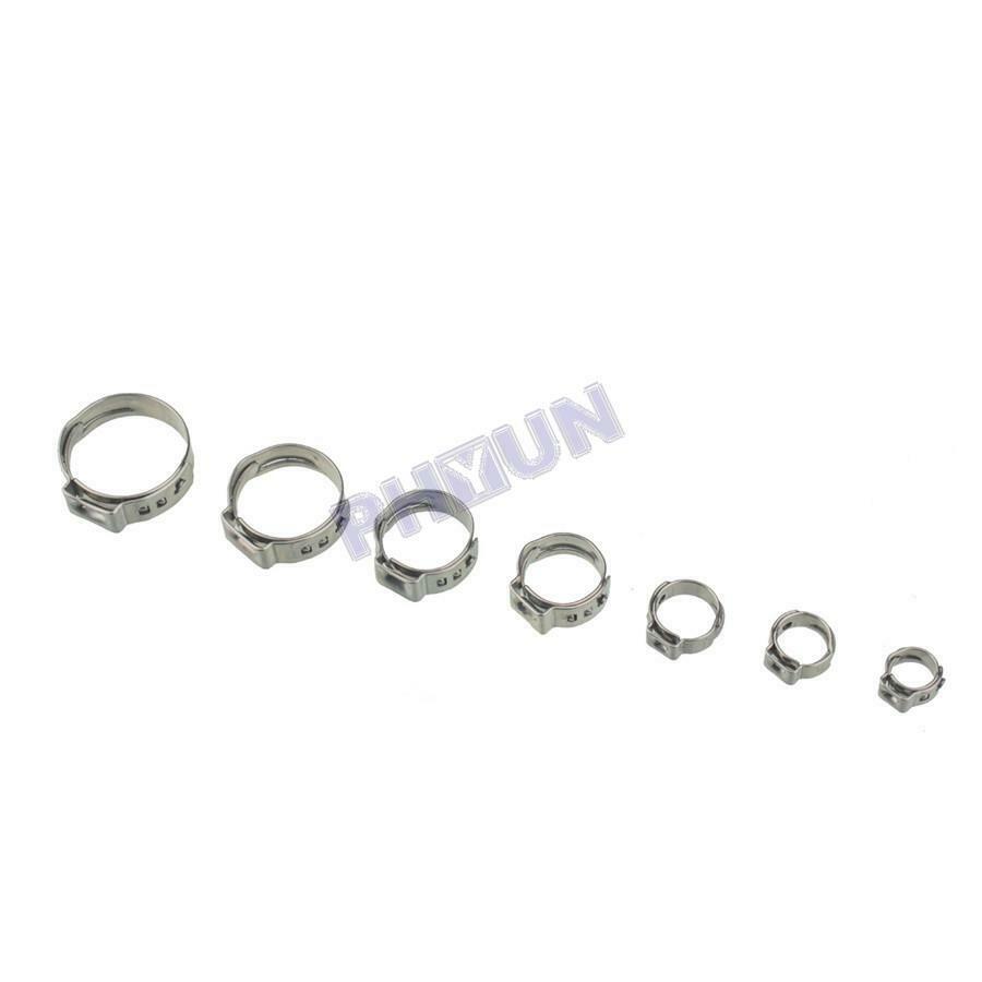 90x Single Ear Car Hydraulic Hose Clamps Clips Pipe Fuel Air Pipe Clamps 7 Sizes