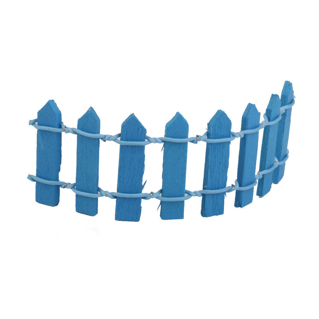 Wooden Mini Fence Moss Landscape Ornaments Accessories Garden Decor Blue
