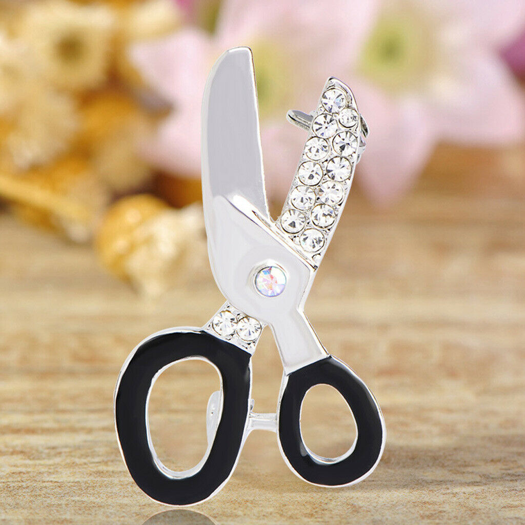 Small Scissor Crystal Rhinestone Brooch Wedding Bridal Jewelry Accessory Novelty