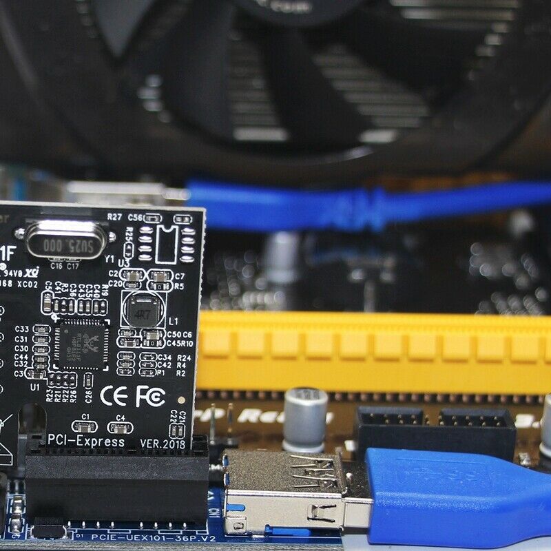 UEX101 PCI-E X1 to X1 Extension Riser Card Adapter with USB3.0 Cable D4X5X5