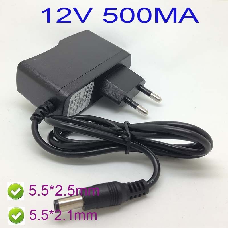 AC 100-240V Adapter DC 12V 500mA 0.5A Power Supply Charger 5.5 x 2.5MM Eu PLUG