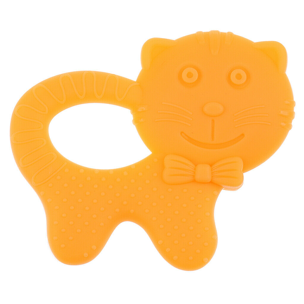 Babies Infants Safe Teething cartoon Toys Silicone Molar Rod  Orange Cat