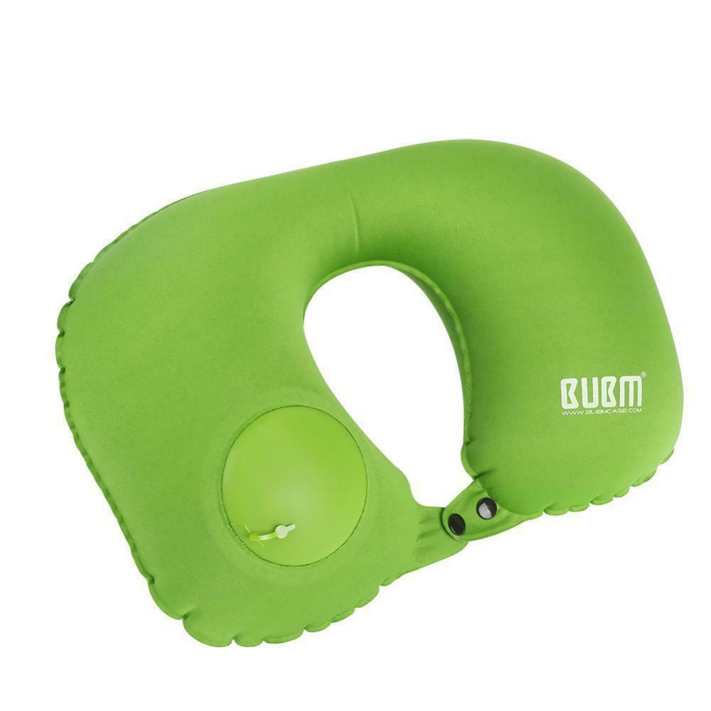 Inflatable Travel Pillow U Shaped Neck Pillow  for Car Trains Airplane green