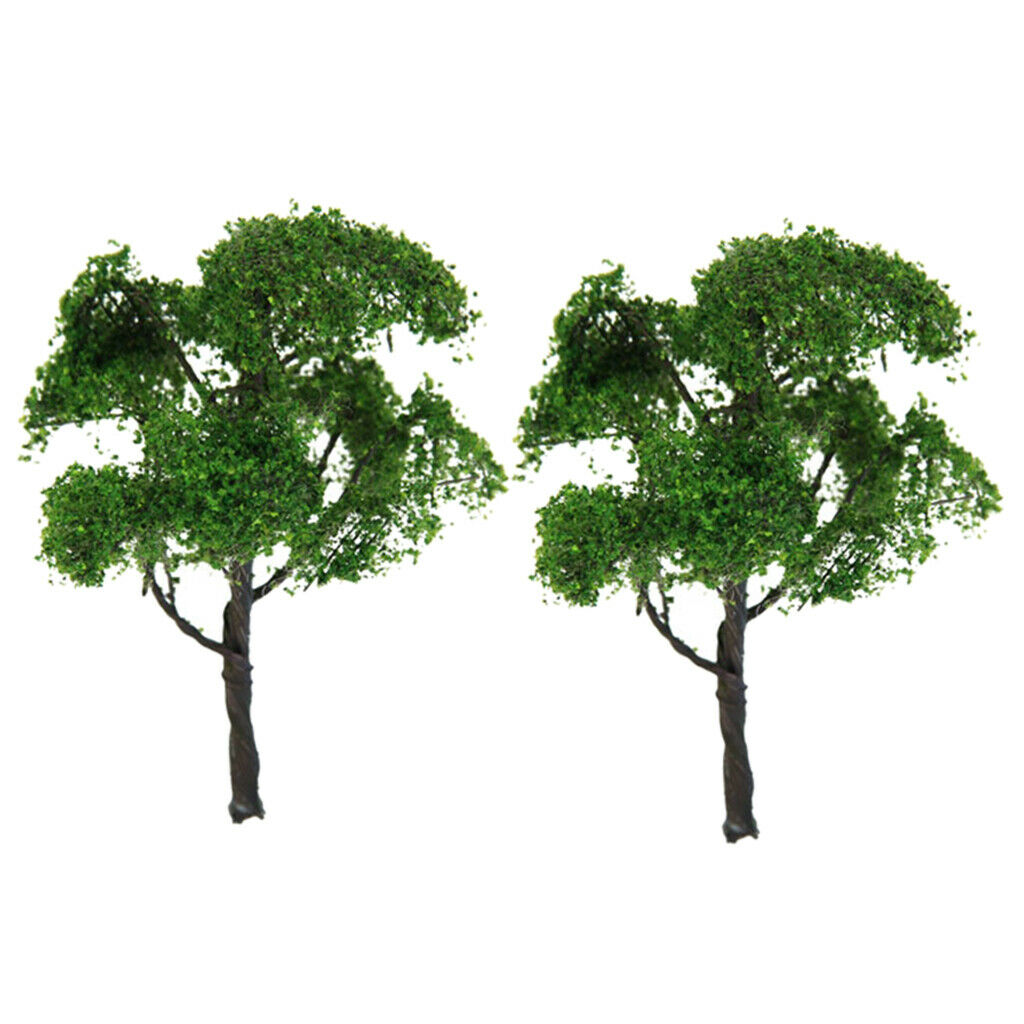 2Pc Metal Wire 12cm Green Tree Models HO 1:75 Layout for Park Garden Scenery