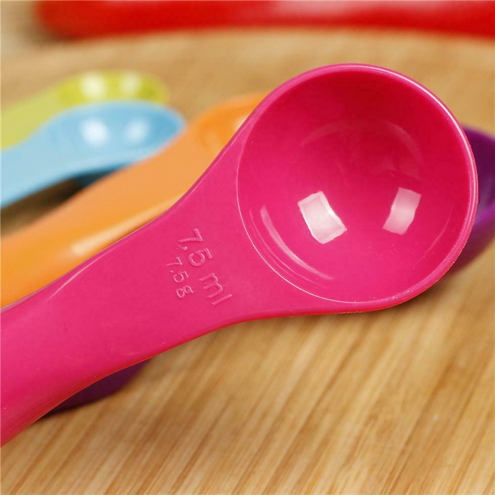 5pcs/set Colorful Plastic Measuring Spoons Useful Sugar Cake Baking Spoon @