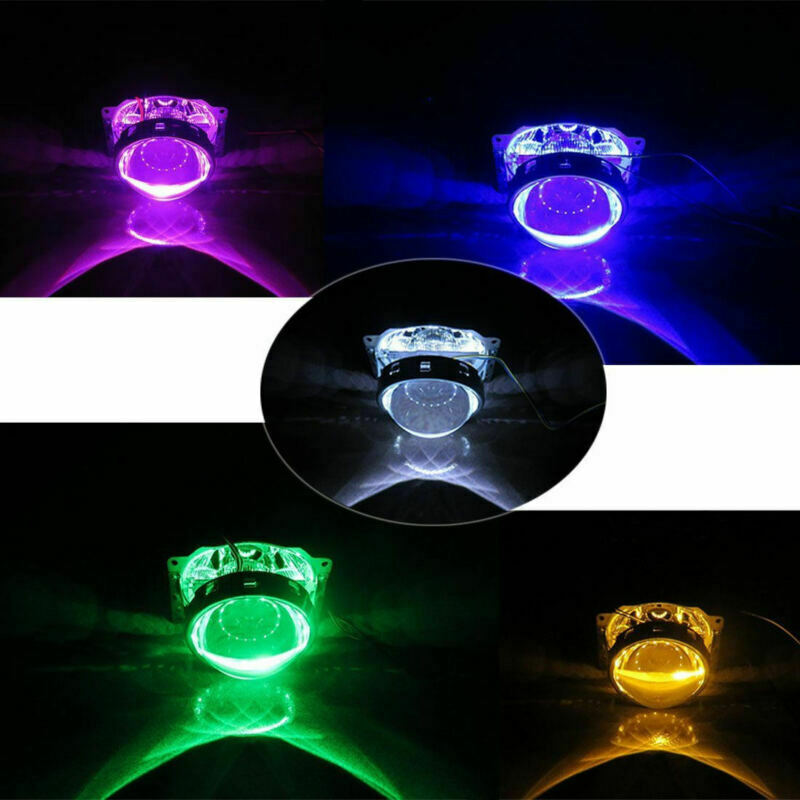 Bluetooth Remote Control RGB LED Head Lights For Retrofit Projectors Lens Lamps