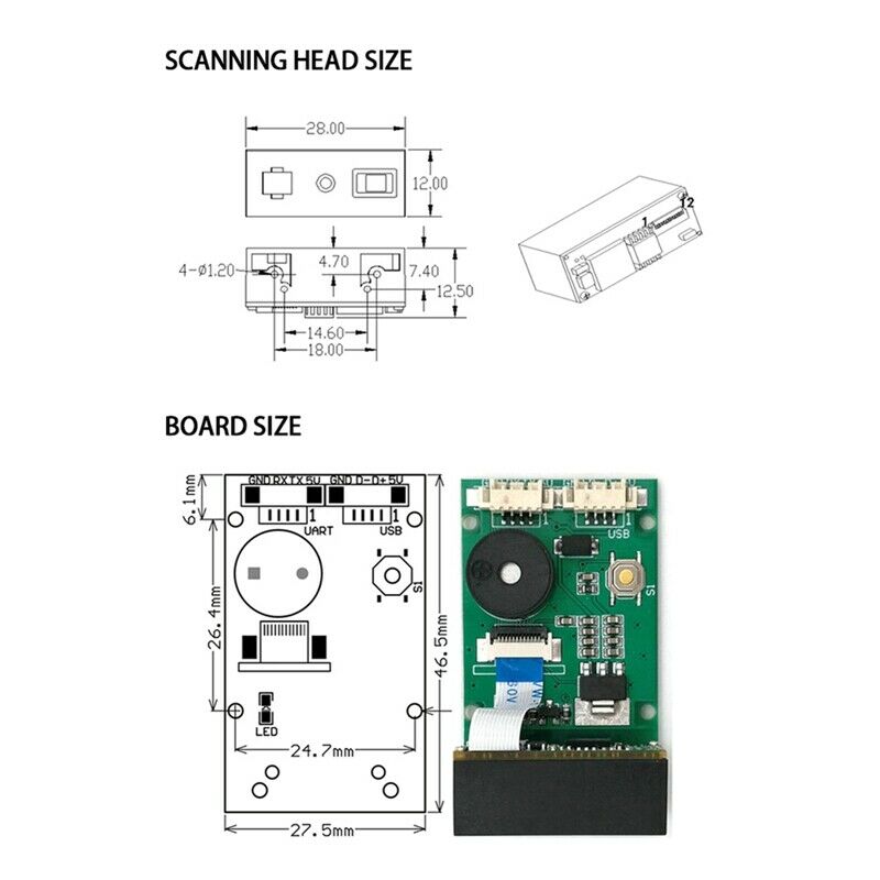 4X(GM67 1D 2D USB UART Bar Code Qr Code Scanner Module Reader for Android L9J7)