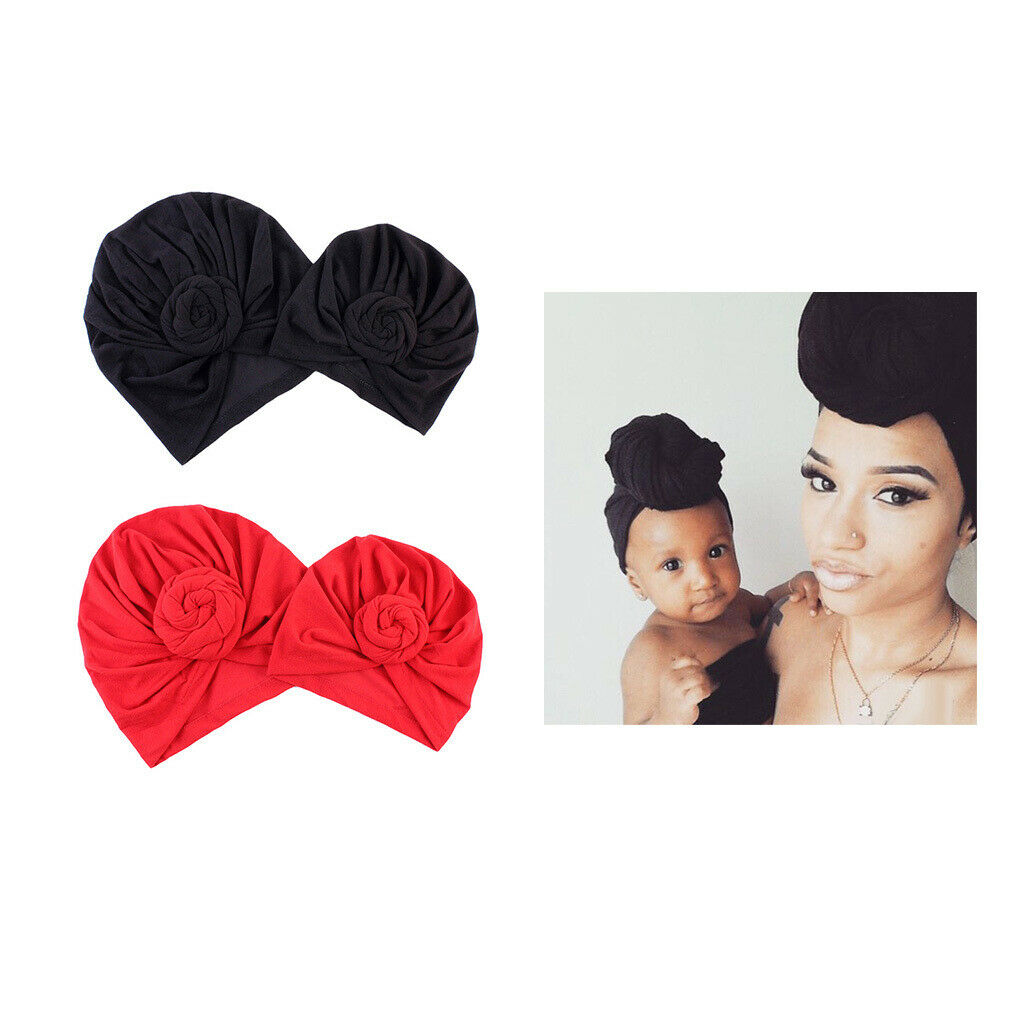 MagiDeal Mother Baby Knotted Turban Hat Warm Winter