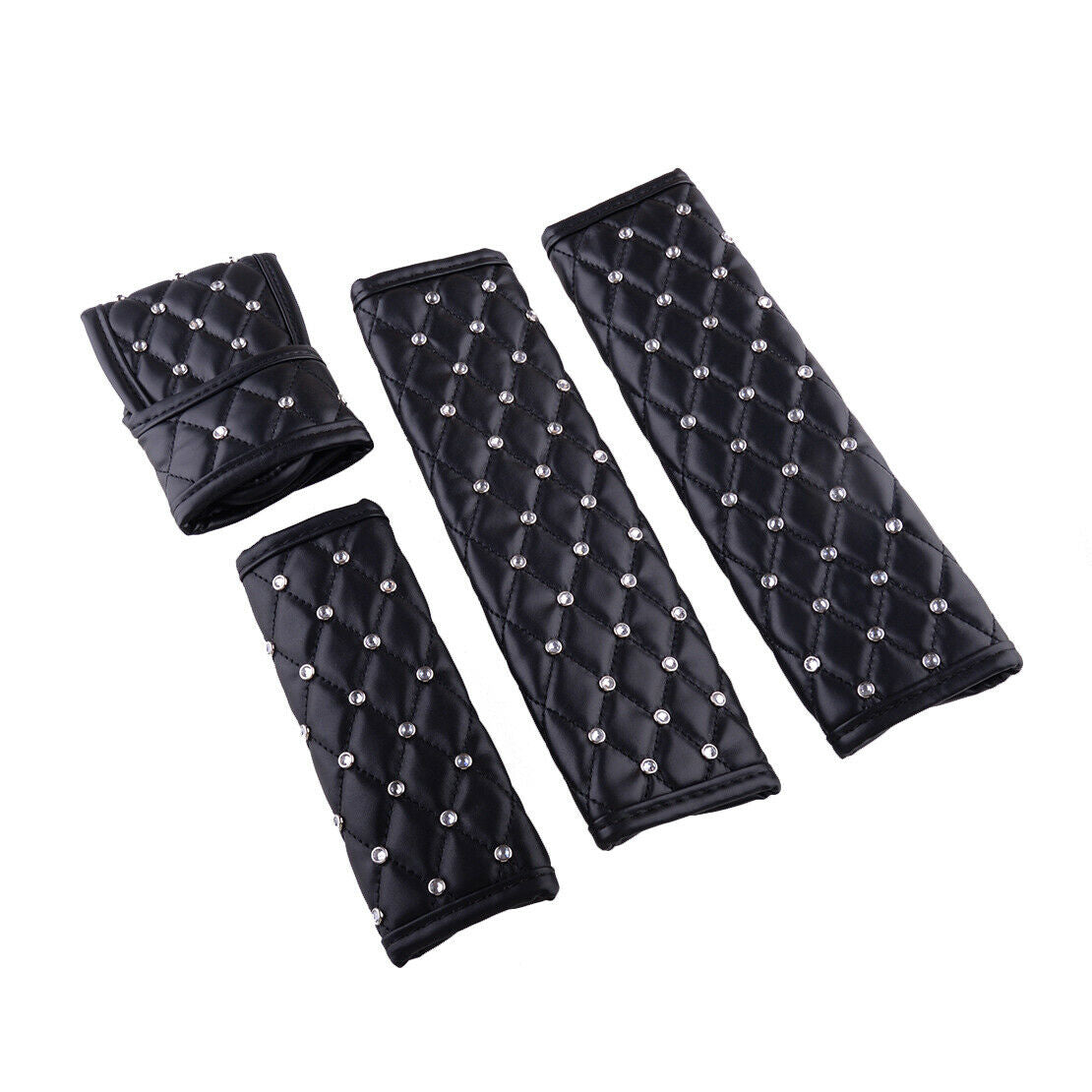 Car PU Leather Gear Shift Knob + Handbrake Sleeve + Seatbelt Cover Protector