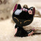 Retro Jewelry Black Drip Paint Smile Cat Pendant Necklace Long Neckla^qiM Tt