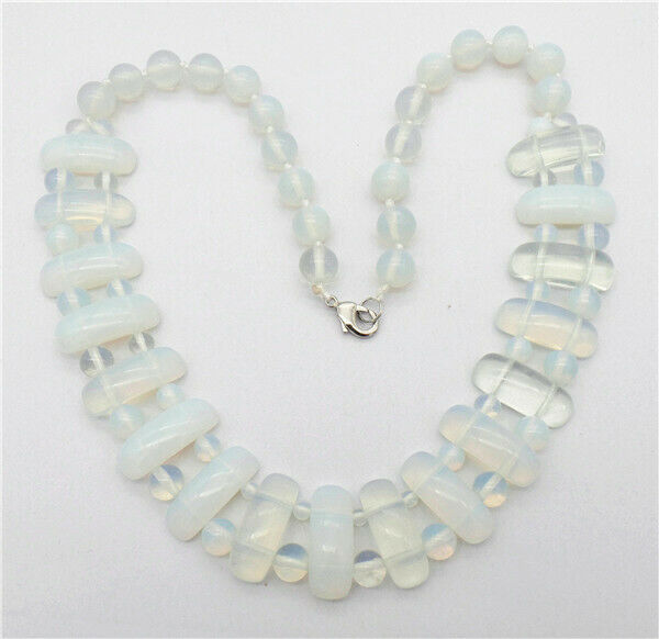 1 Strand 25x10x8mm Women White Opal Handmade Rectangle Beads Necklace HH7357