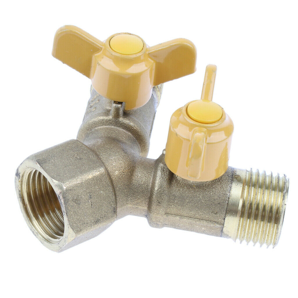 Brass Two Way PLG Pipe Splitter Connector Y Piece Adapter Valve