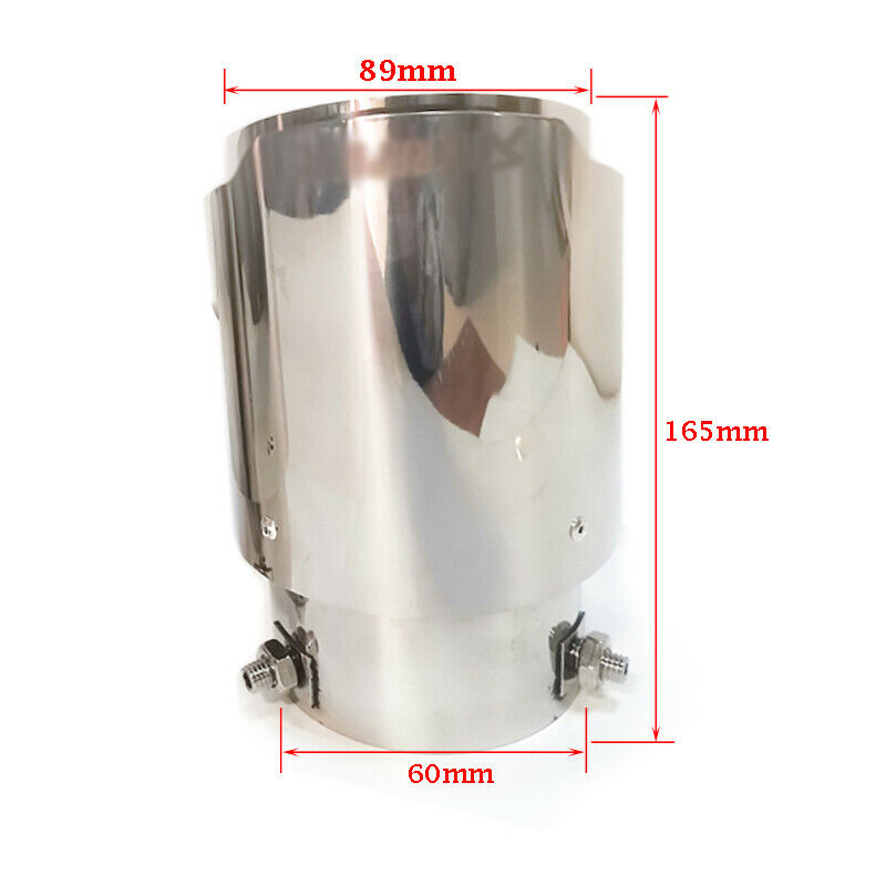 60mm Inlet Gloss Stainless Steel Car Exhaust Pipe Tail Muffler End Tip 89mm Out